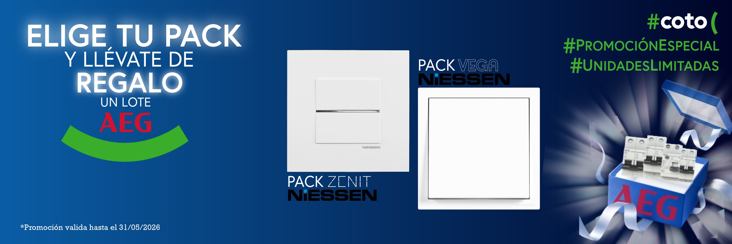 ¡REGALO de protecciones AEG por la compra de pack Niessen!